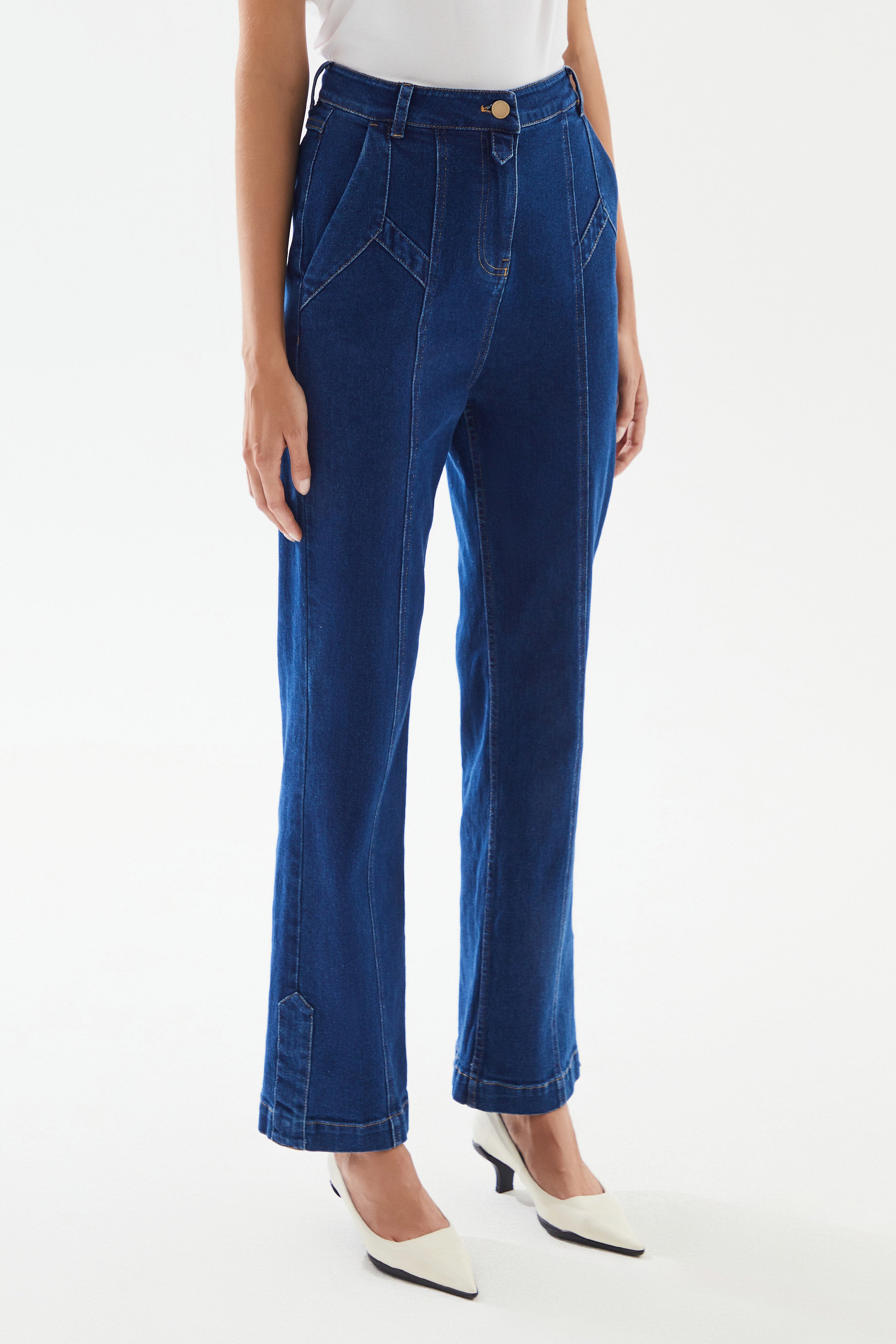 Women's High Waist Straight Denim Trousers