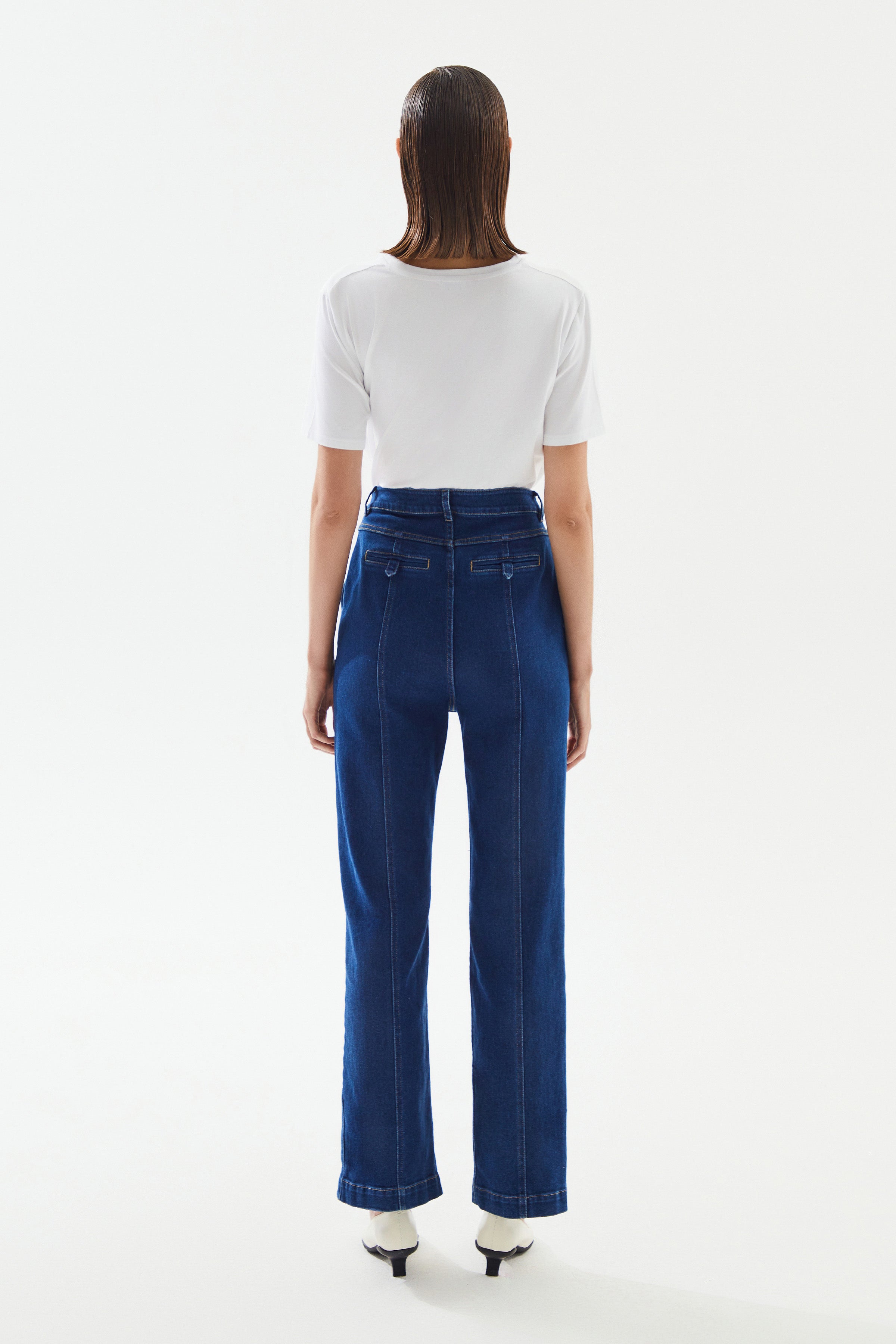 Women's High Waist Straight Denim Trousers